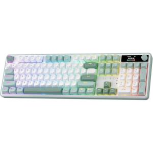 imageRedragon K745 PRO Wireless Gasket RGB Gaming Keyboard 108 Keys Mechanical Keyboard wExtra 4 Hotkeys HotSwap SouthFacing LED Socket 5Layer Noise Dampening Round PBT Keycaps Mint Mambo SwitchJade Cloud