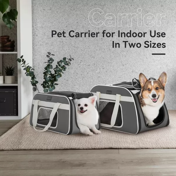 PETSFIT Airline Approved Cat Carrier with Wheels Designed for Small DogsCats with Adjustable Safety Rope ampamp Removable WheelsGray