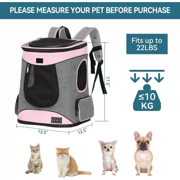 Petsfit Dog Backpack Carrier with Upgrade Waist Cushion Design to Better Fit The Waist Suitable for Small and Medium Dogs Cats and Rabbits up to 18 PoundsaPink