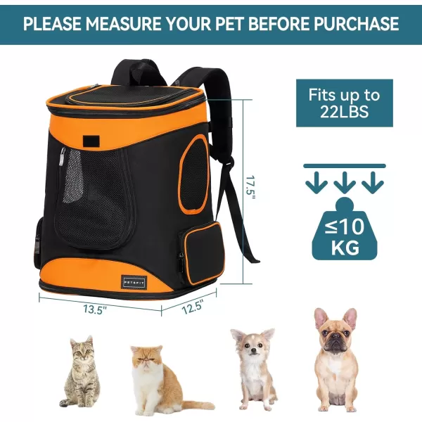 Petsfit Dog Backpack Carrier with Upgrade Waist Cushion Design to Better Fit The Waist Suitable for Small and Medium Dogs Cats and Rabbits up to 18 PoundsAOrange