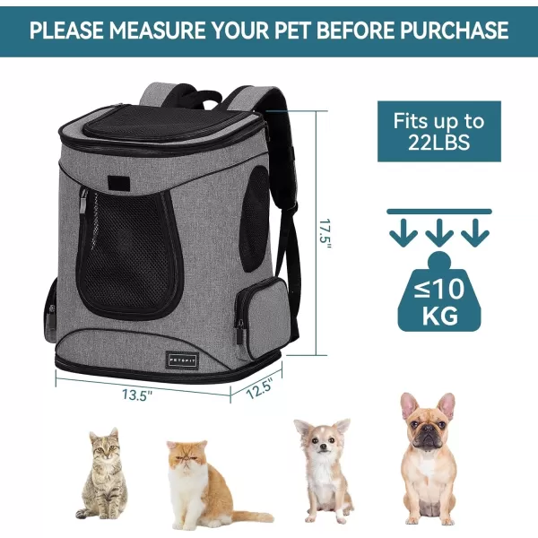 Petsfit Dog Backpack Carrier with Upgrade Waist Cushion Design to Better Fit The Waist Suitable for Small and Medium Dogs Cats and Rabbits up to 18 PoundsGray