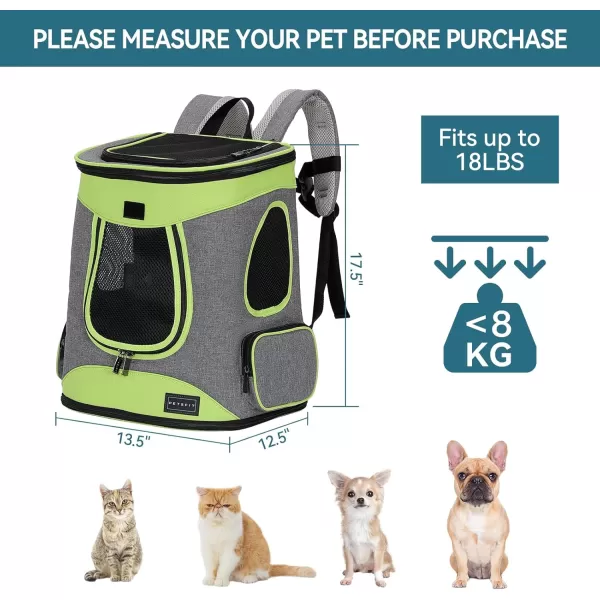 Petsfit Dog Backpack Carrier with Upgrade Waist Cushion Design to Better Fit The Waist Suitable for Small and Medium Dogs Cats and Rabbits up to 18 PoundsGreen