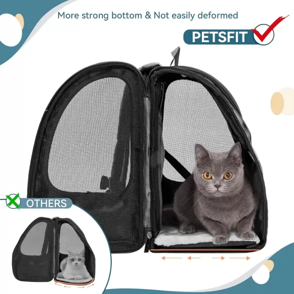 Petsfit Dog Backpack CarrierCat Backpacks Expandable with Great VentilationFleece MatPerfect for HikingCamping Hold Pets Under 22lbsGray