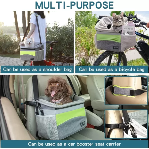 Petsfit Dog Bike Basket Dog Booster Car Seat Dog Car Seat for Small DogsCatsPuppies with Safety RopeReflective StripsTwo side storage pockets