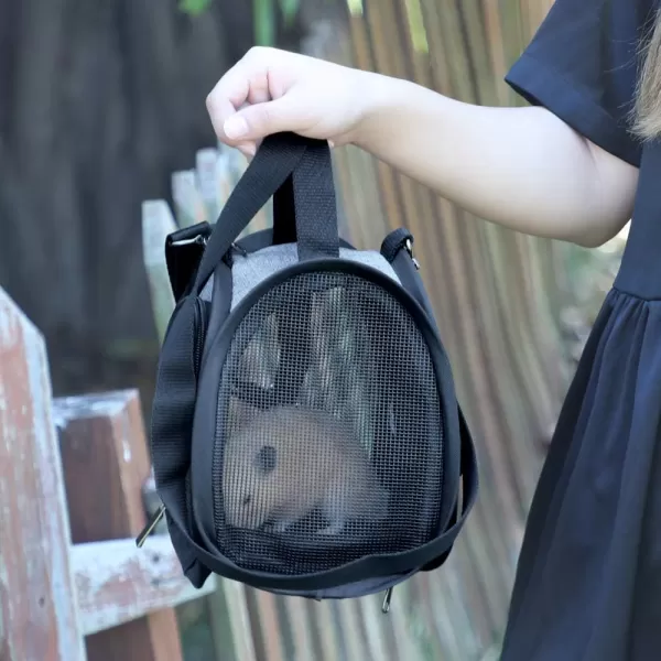 Petsfit Hamster Carrier Small Animal Bag for Sugar GliderHedgehogTortoiseTeacup DogsBaby Guinea Pig  Lightweigh Carriers with Shoulder StrapBreathable Mesh WindowRemovable MatSide PocketsBlack