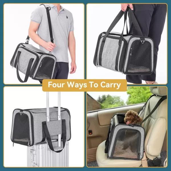 Petsfit Top Load Expandable Dog Carrier for Small Dog Medium Cat Or 2 Small Cats with Comfy Pad Escape Proof Easy Storage Washable Fit for Vet Visit and Outdoor 19quotX12quot X12quot GreenGray