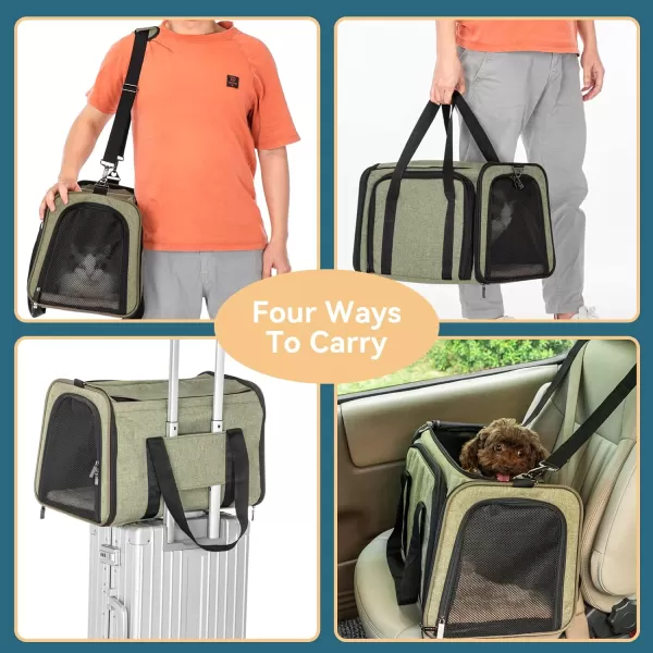 Petsfit Top Load Expandable Dog Carrier for Small Dog Medium Cat Or 2 Small Cats with Comfy Pad Escape Proof Easy Storage Washable Fit for Vet Visit and Outdoor 19quotX12quot X12quot GreenGreen