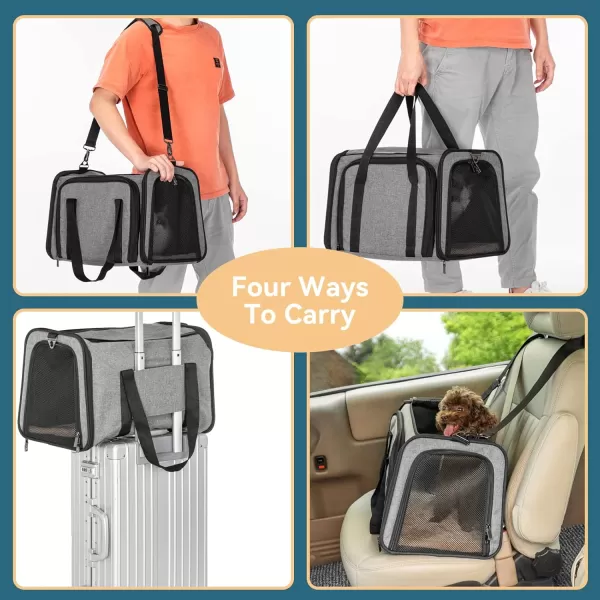 Petsfit Top Load Expandable Dog Carrier for Small Dog Medium Cat Or 2 Small Cats with Comfy Pad Escape Proof Easy Storage Washable Fit for Vet Visit and Outdoor 19quotX12quot X12quot GreenGray