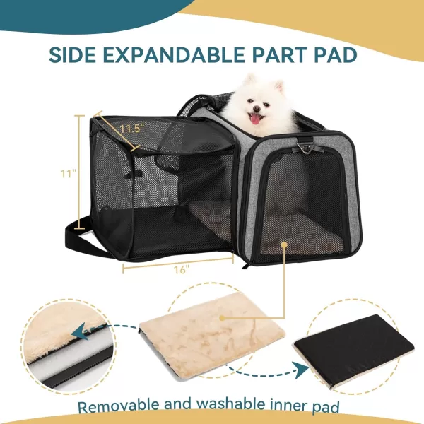 Petsfit Top Load Expandable Dog Carrier for Small Dog Medium Cat Or 2 Small Cats with Comfy Pad Escape Proof Easy Storage Washable Fit for Vet Visit and Outdoor 19quotX12quot X12quot GreenGray