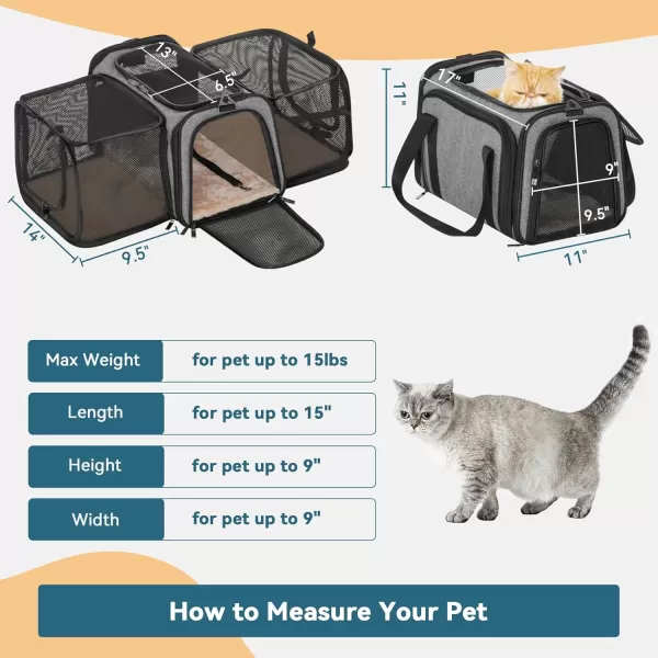 Petsfit Top Load Expandable Dog Carrier for Small Dog Medium Cat Or 2 Small Cats with Comfy Pad Escape Proof Easy Storage Washable Fit for Vet Visit and Outdoor 19quotX12quot X12quot GreenGray