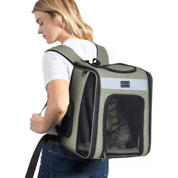 Petsfit Dog Backpack Carrier with Upgrade Waist Cushion Design to Better Fit The Waist Suitable for Small and Medium Dogs Cats and Rabbits up to 18 PoundsArmy Green