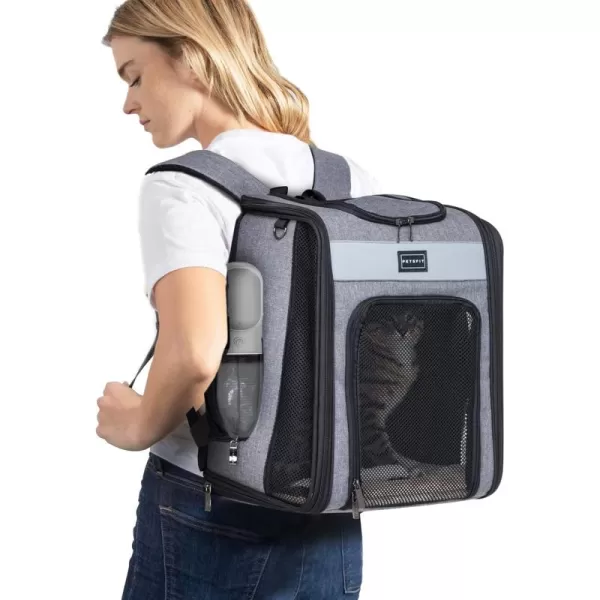 Petsfit Dog Backpack Carrier with Upgrade Waist Cushion Design to Better Fit The Waist Suitable for Small and Medium Dogs Cats and Rabbits up to 18 PoundsGray1