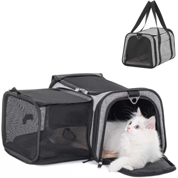 Petsfit Top Load Expandable Dog Carrier for Small Dog Medium Cat Or 2 Small Cats with Comfy Pad Escape Proof Easy Storage Washable Fit for Vet Visit and Outdoor 19quotX12quot X12quot GreenGray