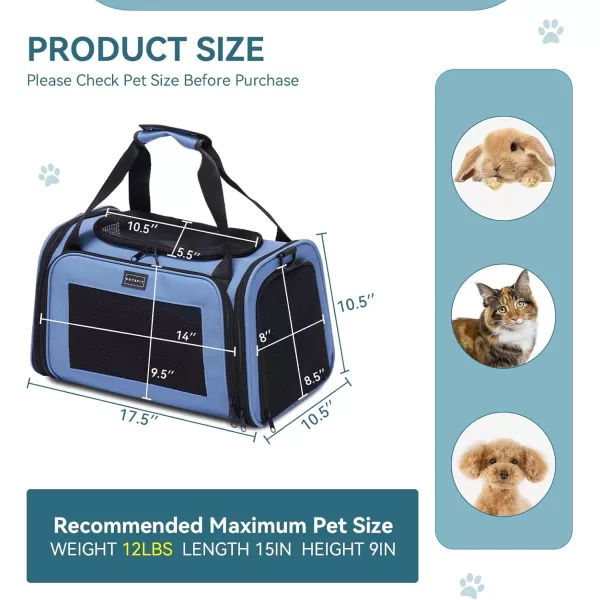 PETSFIT Cat Carrier Pet Carrier Airline Approved Cat Travel Carrier for Small and Medium Cats Under 12 Lbs Soft Sided Kitten Carrier with Cozy Extendable Mat Cat Carrier Bag PinkBlue