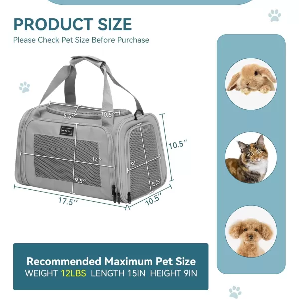 PETSFIT Cat Carrier Pet Carrier Airline Approved Cat Travel Carrier for Small and Medium Cats Under 12 Lbs Soft Sided Kitten Carrier with Cozy Extendable Mat Cat Carrier Bag PinkGrey