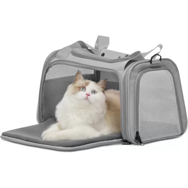 PETSFIT Cat Carrier Pet Carrier Airline Approved Cat Travel Carrier for Small and Medium Cats Under 12 Lbs Soft Sided Kitten Carrier with Cozy Extendable Mat Cat Carrier Bag PinkGrey