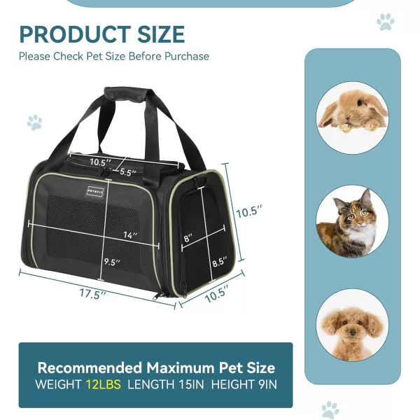 PETSFIT Cat Carrier Pet Carrier Airline Approved Cat Travel Carrier for Small and Medium Cats Under 12 Lbs Soft Sided Kitten Carrier with Cozy Extendable Mat Cat Carrier Bag PinkBlack