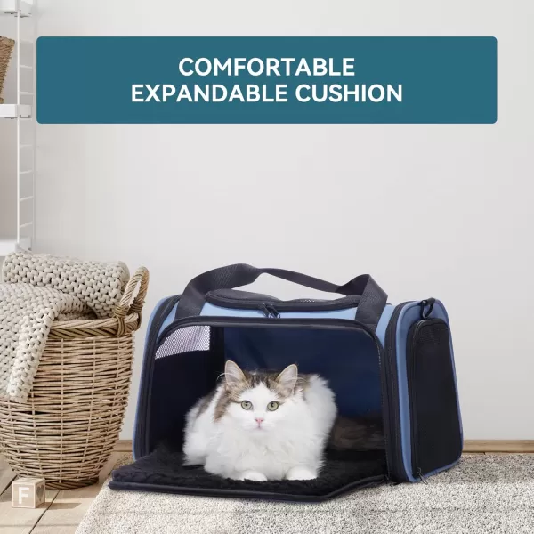 PETSFIT Cat Carrier Pet Carrier Airline Approved Cat Travel Carrier for Small and Medium Cats Under 12 Lbs Soft Sided Kitten Carrier with Cozy Extendable Mat Cat Carrier Bag PinkBlue