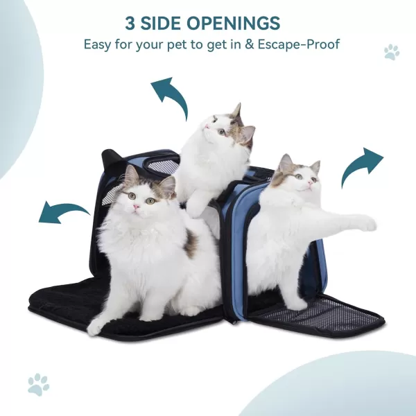 PETSFIT Cat Carrier Pet Carrier Airline Approved Cat Travel Carrier for Small and Medium Cats Under 12 Lbs Soft Sided Kitten Carrier with Cozy Extendable Mat Cat Carrier Bag PinkBlue