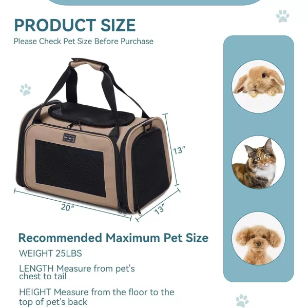 PETSFIT Cat Carrier Pet Carrier Airline Approved Cat Travel Carrier for Small and Medium Cats Under 12 Lbs Soft Sided Kitten Carrier with Cozy Extendable Mat Cat Carrier Bag PinkKhaki