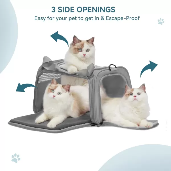 PETSFIT Cat Carrier Pet Carrier Airline Approved Cat Travel Carrier for Small and Medium Cats Under 12 Lbs Soft Sided Kitten Carrier with Cozy Extendable Mat Cat Carrier Bag PinkGrey