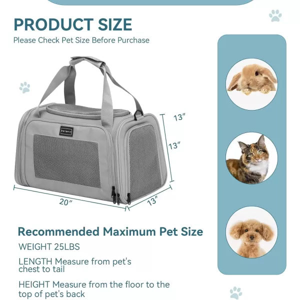 PETSFIT Cat Carrier Pet Carrier Airline Approved Cat Travel Carrier for Small and Medium Cats Under 12 Lbs Soft Sided Kitten Carrier with Cozy Extendable Mat Cat Carrier Bag PinkGrey