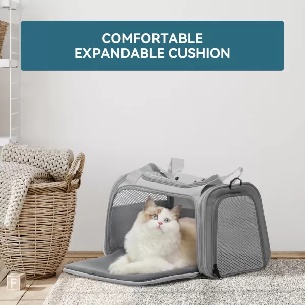 PETSFIT Cat Carrier Pet Carrier Airline Approved Cat Travel Carrier for Small and Medium Cats Under 12 Lbs Soft Sided Kitten Carrier with Cozy Extendable Mat Cat Carrier Bag PinkGrey