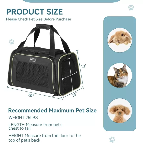 PETSFIT Cat Carrier Pet Carrier Airline Approved Cat Travel Carrier for Small and Medium Cats Under 12 Lbs Soft Sided Kitten Carrier with Cozy Extendable Mat Cat Carrier Bag PinkBlack