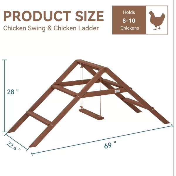 PETSFIT Chicken Roosting Bars for Coop Accessories Chicken Perches with Swing are Perfect for 810 Chickens Wooden Chicken Ladder for Pets Healthy ampamp Happy Easy to AssembleampampClean