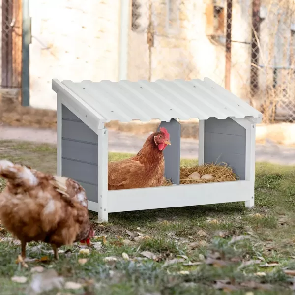 PETSFIT Triple Chicken Nesting Box Chicken Coop Accessories with PVC Roofing Versatile Use Wood Nesting Boxes for Hens Easy to AssemblePVC Double