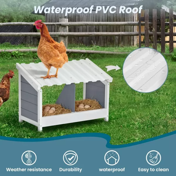 PETSFIT Triple Chicken Nesting Box Chicken Coop Accessories with PVC Roofing Versatile Use Wood Nesting Boxes for Hens Easy to AssemblePVC Double