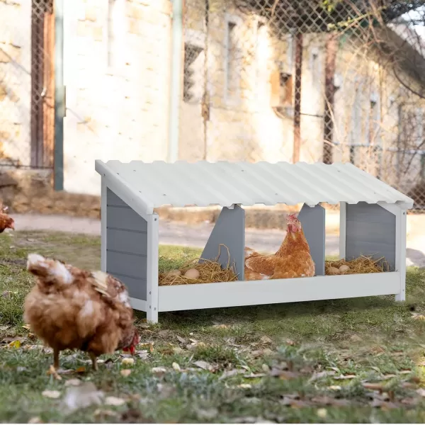 PETSFIT Triple Chicken Nesting Box Chicken Coop Accessories with PVC Roofing Versatile Use Wood Nesting Boxes for Hens Easy to AssemblePVC Triple