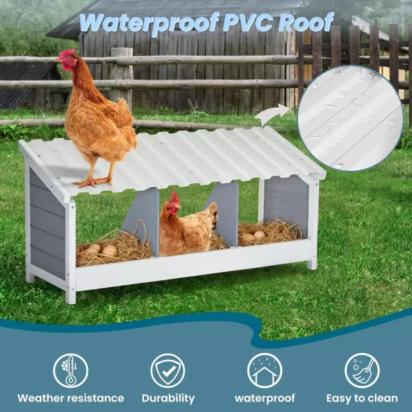 PETSFIT Triple Chicken Nesting Box Chicken Coop Accessories with PVC Roofing Versatile Use Wood Nesting Boxes for Hens Easy to AssemblePVC Triple