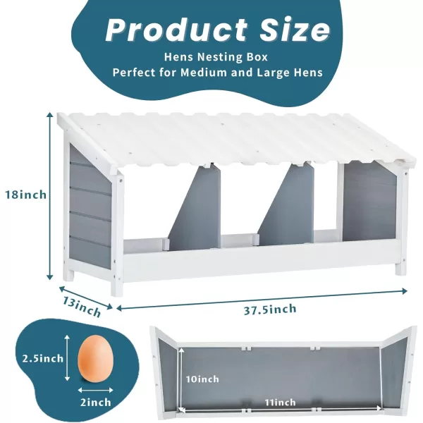 PETSFIT Triple Chicken Nesting Box Chicken Coop Accessories with PVC Roofing Versatile Use Wood Nesting Boxes for Hens Easy to AssemblePVC Triple