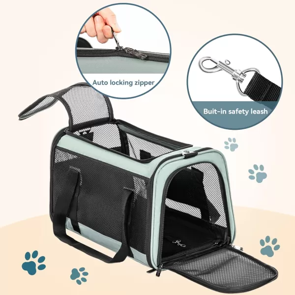 Petsfit 18 x 11 x 11 Airline Approved Pet Carrier Upgraded Patented Car Buckle Soft Sided Cat Carrier 4 Side Ventilated with Adjustable Shoulder Straps and Soft CushionBlueCyanblue