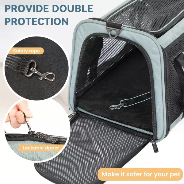Petsfit 18 x 11 x 11 Airline Approved Pet Carrier Upgraded Patented Car Buckle Soft Sided Cat Carrier 4 Side Ventilated with Adjustable Shoulder Straps and Soft CushionBlueCyanblue