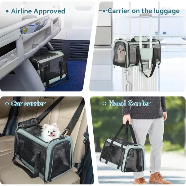 Petsfit 18 x 11 x 11 Airline Approved Pet Carrier Upgraded Patented Car Buckle Soft Sided Cat Carrier 4 Side Ventilated with Adjustable Shoulder Straps and Soft CushionBlueCyanblue