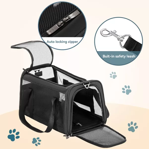 Petsfit 18 x 11 x 11 Airline Approved Pet Carrier Upgraded Patented Car Buckle Soft Sided Cat Carrier 4 Side Ventilated with Adjustable Shoulder Straps and Soft CushionBlueBlack