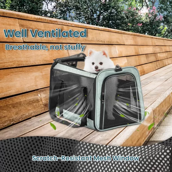 Petsfit 18 x 11 x 11 Airline Approved Pet Carrier Upgraded Patented Car Buckle Soft Sided Cat Carrier 4 Side Ventilated with Adjustable Shoulder Straps and Soft CushionBlueCyanblue
