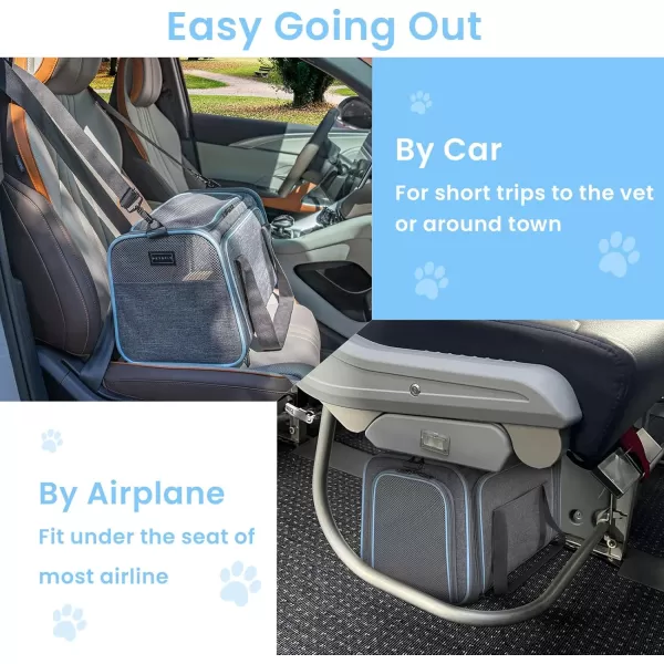 Petsfit 2 Side Expandable Pet Carrier Dog Carrier Cat Carrier for 2 Cats 19quot Lx 12quot Wx 12quot H with Soft Cushion Builtin Safety Rope Pockets Fit for Car TravelLight Grey