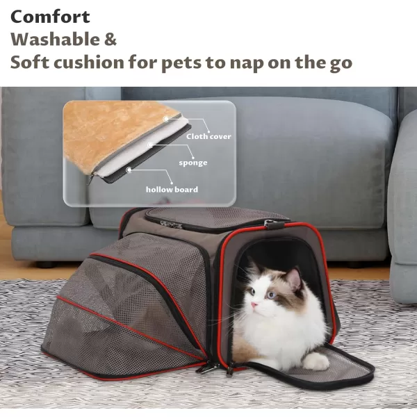 Petsfit Expandable Rabbit Carrier Small Cat Carrier Airline Approved 16X10X9 Inches SoftSided Portable Small Animal Travel Bag for KittenPuppyBunnyGuinea PigGray brown