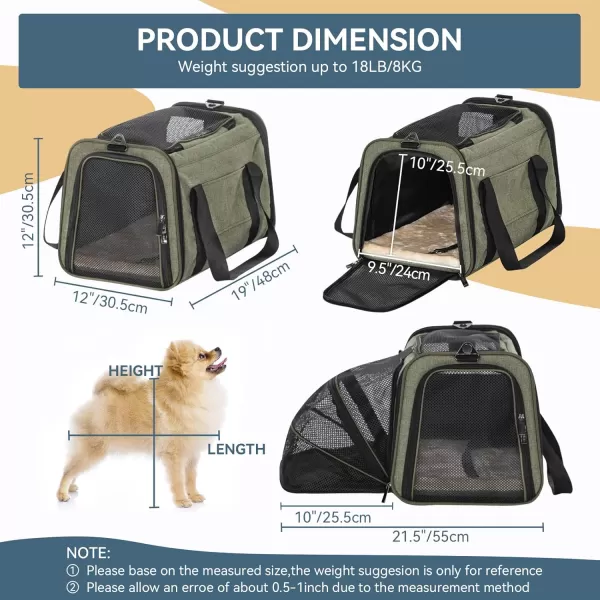 Petsfit Expandable Rabbit Carrier Small Cat Carrier Airline Approved 16X10X9 Inches SoftSided Portable Small Animal Travel Bag for KittenPuppyBunnyGuinea PigGreen