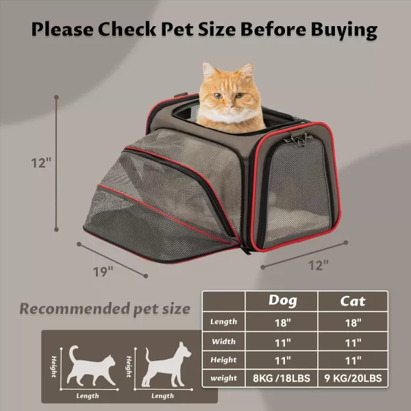 Petsfit Expandable Rabbit Carrier Small Cat Carrier Airline Approved 16X10X9 Inches SoftSided Portable Small Animal Travel Bag for KittenPuppyBunnyGuinea PigGray brown