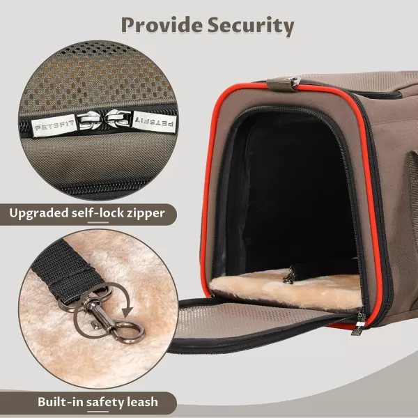 Petsfit Expandable Rabbit Carrier Small Cat Carrier Airline Approved 16X10X9 Inches SoftSided Portable Small Animal Travel Bag for KittenPuppyBunnyGuinea PigGray brown