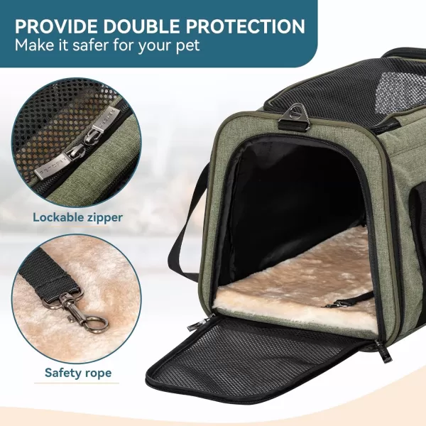 Petsfit Expandable Rabbit Carrier Small Cat Carrier Airline Approved 16X10X9 Inches SoftSided Portable Small Animal Travel Bag for KittenPuppyBunnyGuinea PigGreen