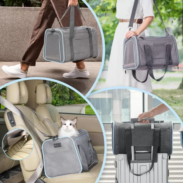 Petsfit Expandable Rabbit Carrier Small Cat Carrier Airline Approved 16X10X9 Inches SoftSided Portable Small Animal Travel Bag for KittenPuppyBunnyGuinea PigLight Gray