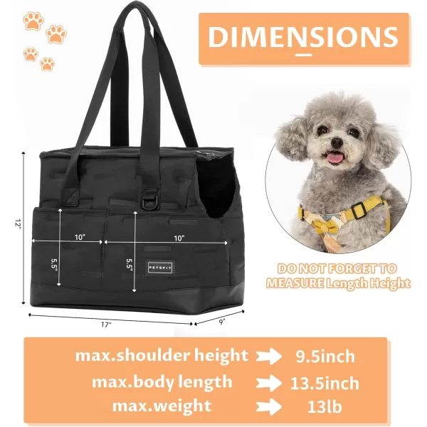 Petsfit Small Dog Carrier Purse Portable Pet Carrier Tote Cat Carrier with Pockets Adjustable Safety Leash Poop Dispenser Waterproof TPU BottomKhakiBlack