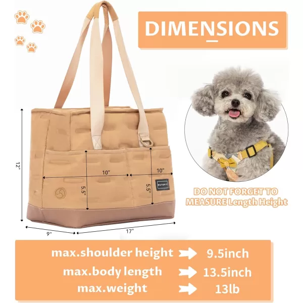 Petsfit Small Dog Carrier Purse Portable Pet Carrier Tote Cat Carrier with Pockets Adjustable Safety Leash Poop Dispenser Waterproof TPU BottomKhakiKhaki