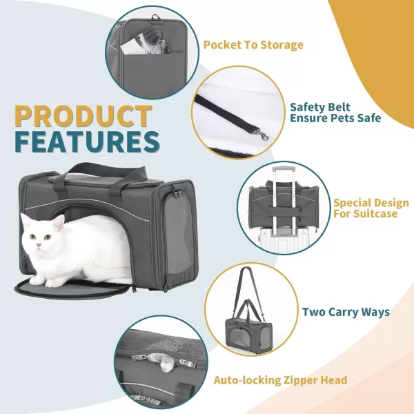 Petsfit TSA Approved Pet Carrier for Small Cats DogsTwoWay Placement Cat Carrier for Cat Small Animals with Removable Soft Padding on 2 Sides 19 x 9 x 12 Inches NavyGrey