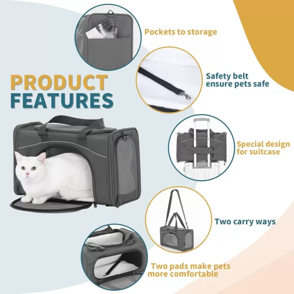 Petsfit TSA Approved Pet Carrier for Small Cats DogsTwoWay Placement Cat Carrier for Cat Small Animals with Removable Soft Padding on 2 Sides 19 x 9 x 12 Inches NavyGrey